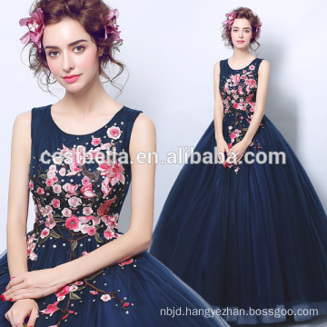 New Arrival Navy Blue Ball Gown Top Vintage Long Evening Dress Vestido De Festa Elegant Formal Dresses